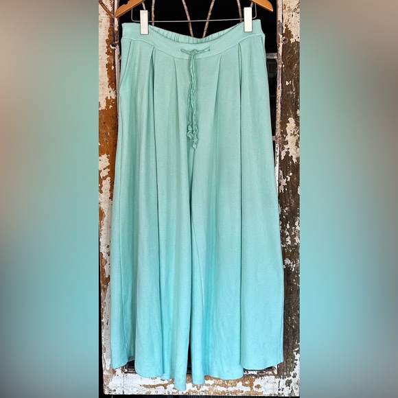 POL Free People Style Mint Green Drawstring Wide Leg Lounge Pants Boho Size - Picture 2 of 6